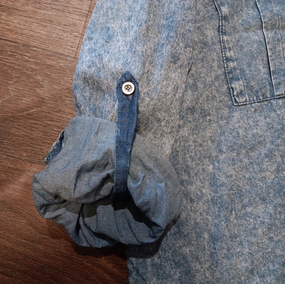 Denim Button Front Ruffle Mini Dress/Tunic - Plus Size 2XL - Picture 5 of 6